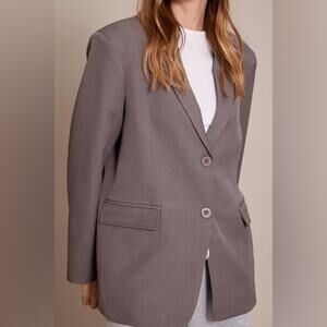 New PrettyLittleThing Gray Shoulder Padded Oversized Blazer Women’s 12 Textured